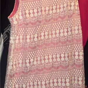 Pink and White Lace Sleeveless Dress